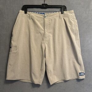 AFTCO Aftech Fishing Shorts Mens Size 34 Beige Tan Fishing Performance 10"